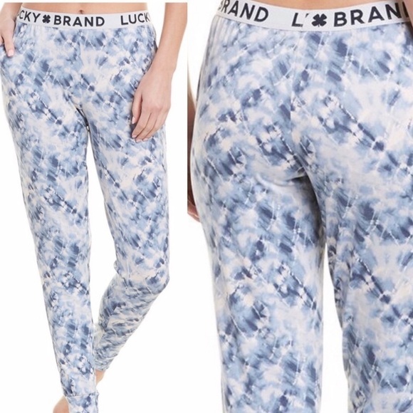 LUCKY BRAND NWT Tie Dye Jogger Lounge Pant Size Medium in Blue and White - Picture 15 of 15